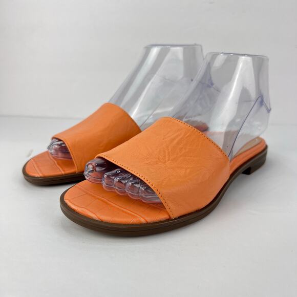 Vionic 5 Demi CROCODILE CITRINE Peach Leather Women's Comfort Slide Sandals - Picture 4 of 9